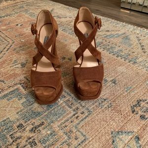 Prada Chestnut Suede Platform Heels